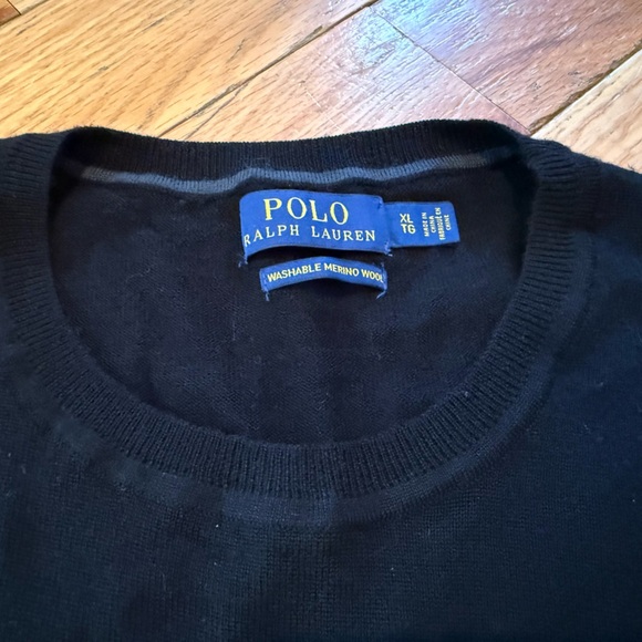 Polo Ralph Lauren 100% Merino Wool Crew Neck Black Lightweight Sweater Men Sz XL - Picture 3 of 11